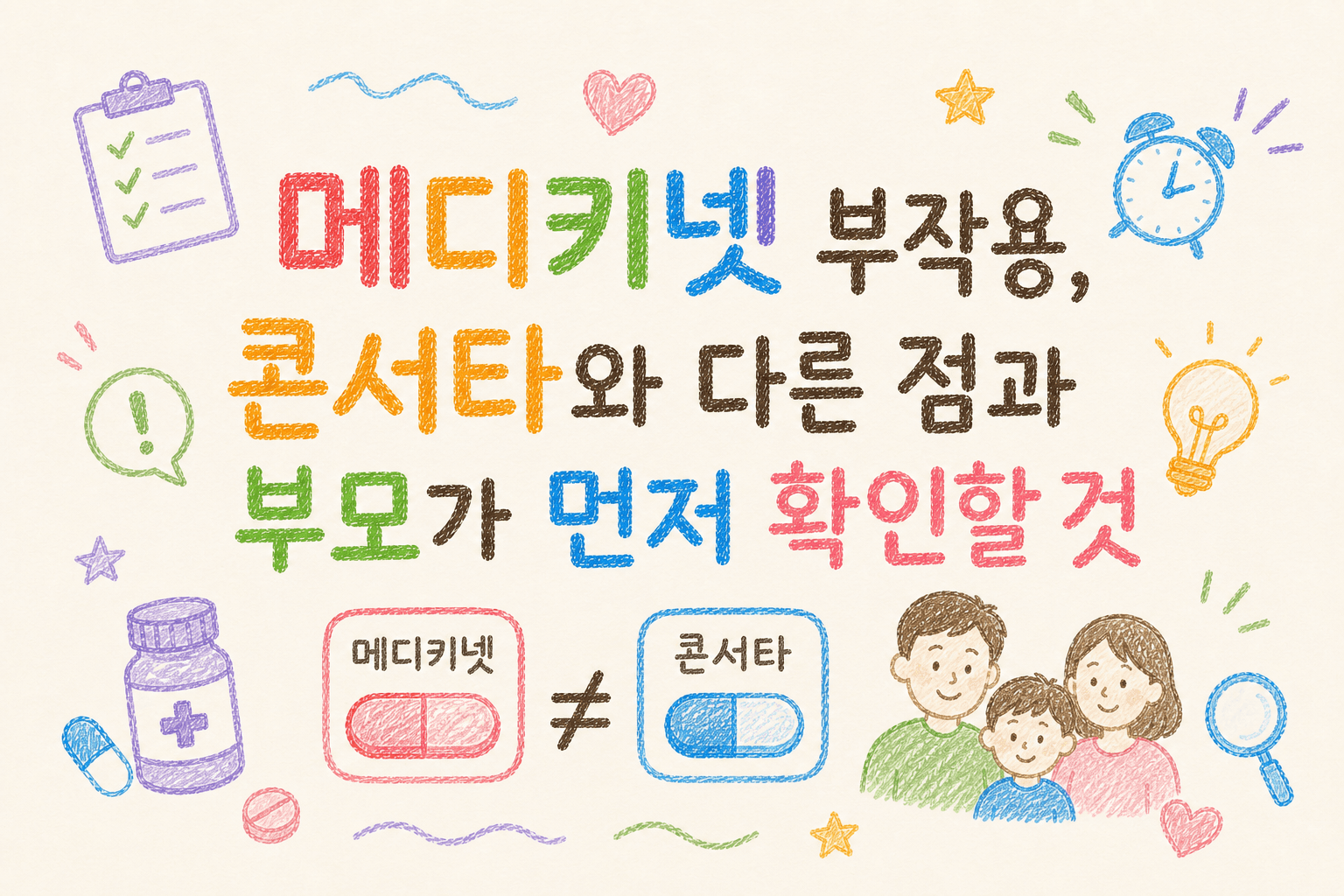 메디키넷 부작용, 콘서타와 다른 점과 부모가 먼저 확인할 것